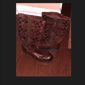 Brown leather coach boots